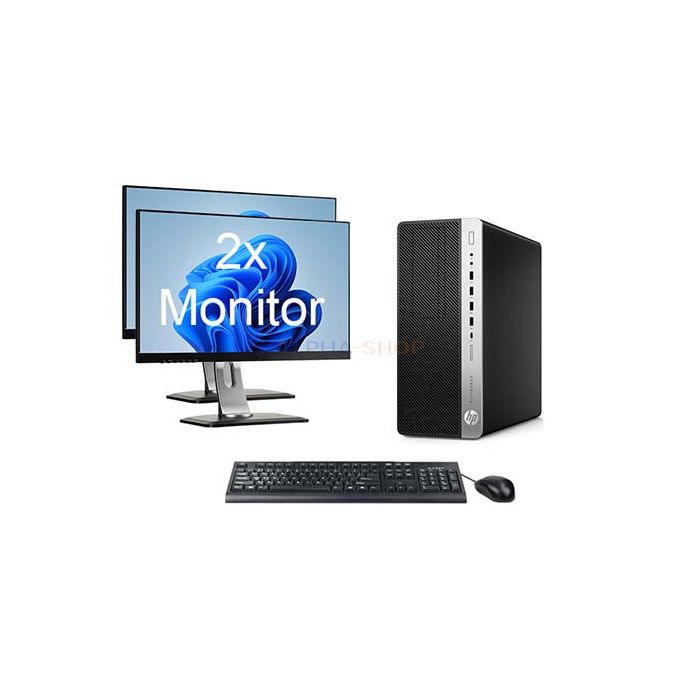 HP EliteDesk 800 G4 MT + 2x Monitor