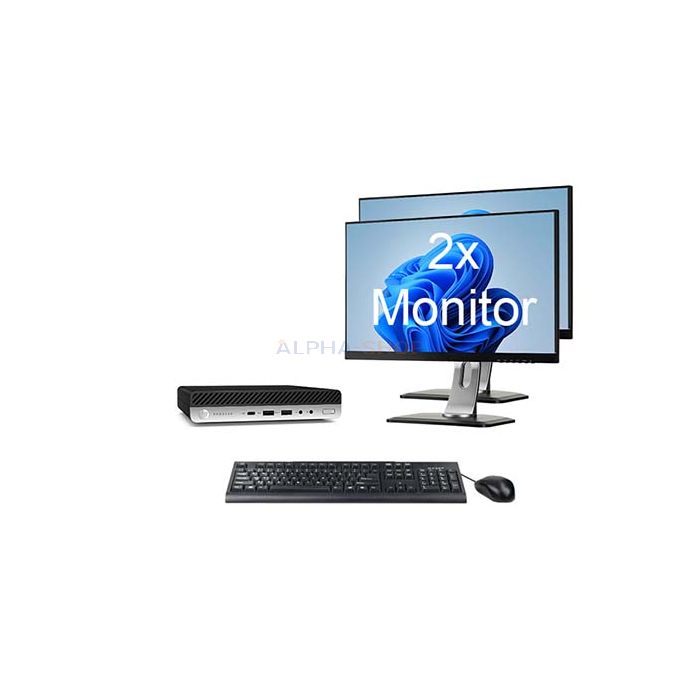 HP ProDesk 600 G4 Mini + 2x Monitor