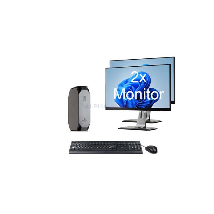 HP Z2 G4 Workstation Mini + 2x Monitor