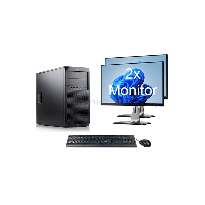 HP Z2 G4 Workstation TWR i7 8e Gen + 2x Monitor