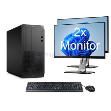 HP Z2 G5 Workstation TWR i7 10e Gen incl. 2 Monitoren + Windows 11