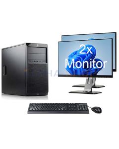 HP Z2 G4 Workstation TWR i7 8e Gen + 2x Monitor